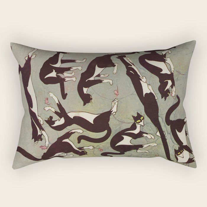 Edited magazine cover - The Lone hand - 1909 Cat Playing With Mouse Vintage Pattern Rectangular Pillow Gallery Image 2