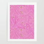 Winter Berries & Pine Branches in Pink & Gold Poster Gallery Image 4