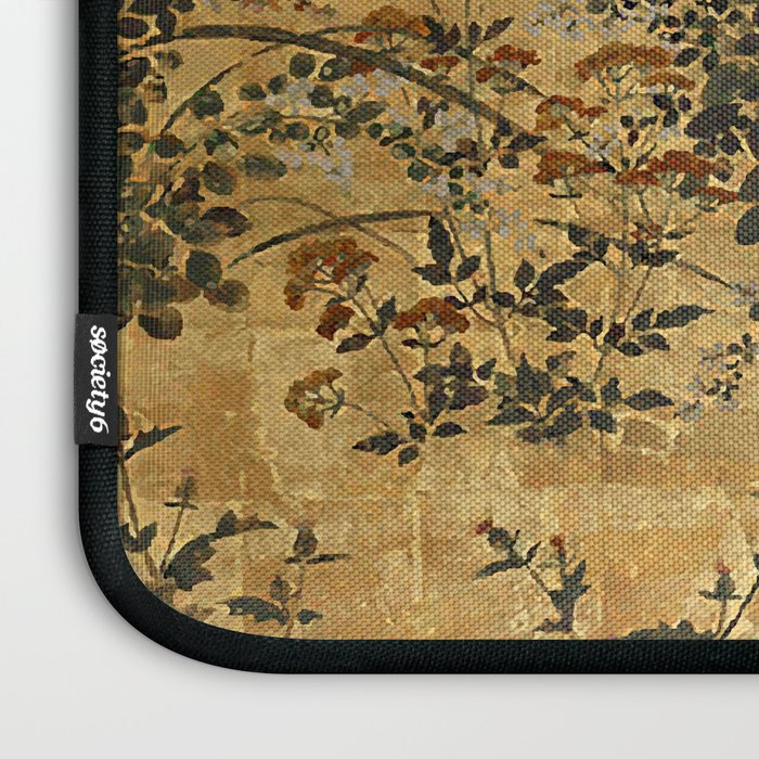 Vintage Japanese Floral Gold Leaf Screen With Morning Glory Laptop Sleeve Gallery Image 3