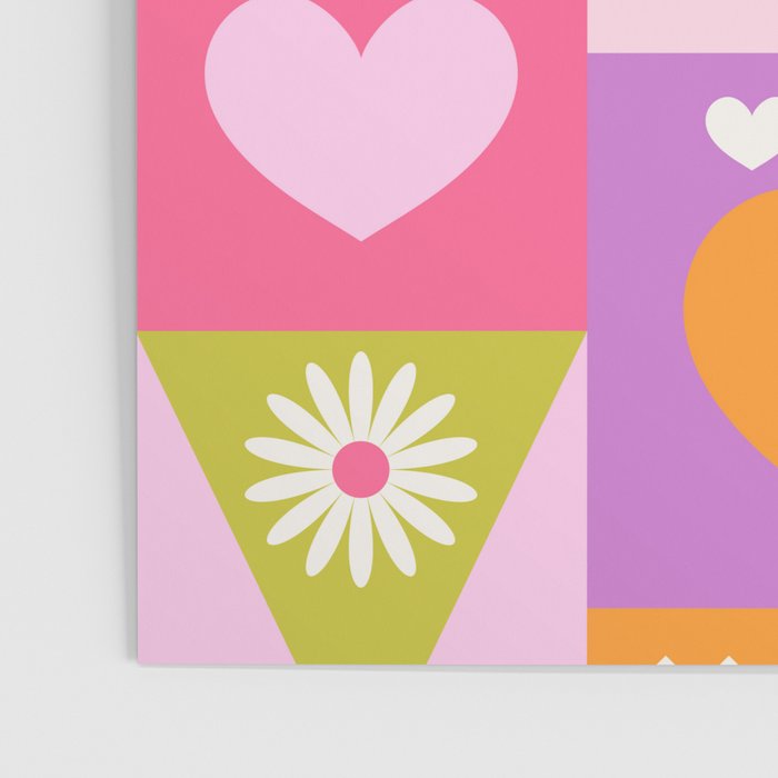 I Love You Checkerboard - Pink & Orange Poster Gallery Image 3