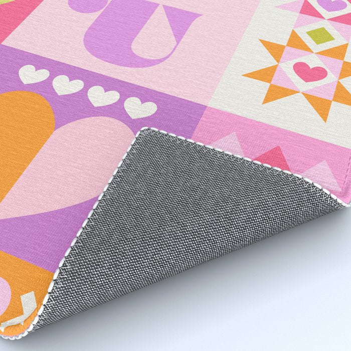 I Love You Checkerboard - Pink & Orange Rug Gallery Image 4