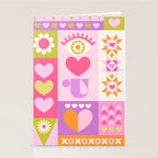 I Love You Checkerboard - Pink & Orange Stationery Card Gallery Image 2