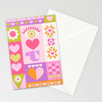 I Love You Checkerboard - Pink & Orange Stationery Card Gallery Image 2