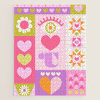 I Love You Checkerboard - Pink & Orange Jigsaw Puzzle Gallery Image 1