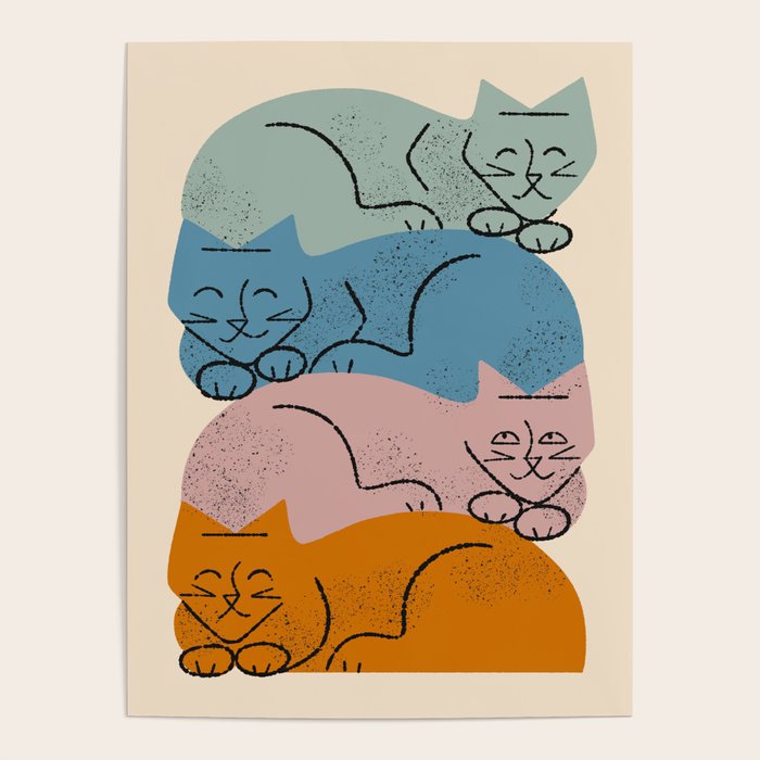 Four Cat Pile Poster Gallery Image 4
