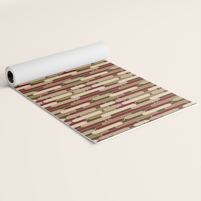 Modern Tabs in Brown, Burgundy and Tan Yoga Mat Gallery Image 2