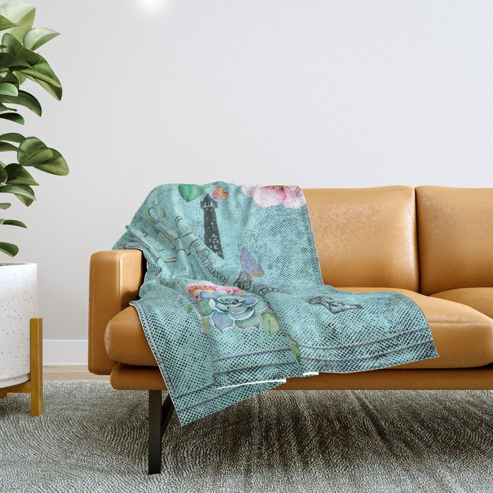Paris - my blue love Throw Blanket Gallery Image 1