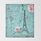 Paris - my blue love Throw Blanket Gallery Image 2