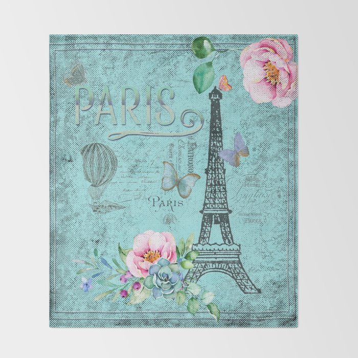 Paris - my blue love Throw Blanket Gallery Image 2