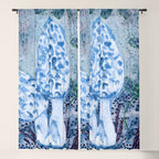 Little Morel Mushrooms in Blue Night Window Curtain Gallery Image 5
