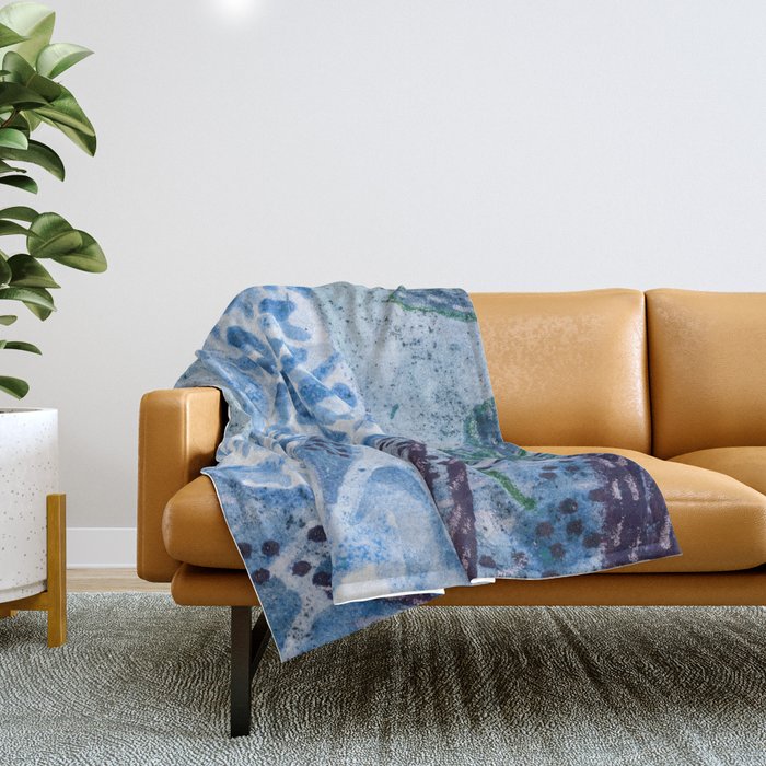 Little Morel Mushrooms in Blue Night Throw Blanket Gallery Image 1