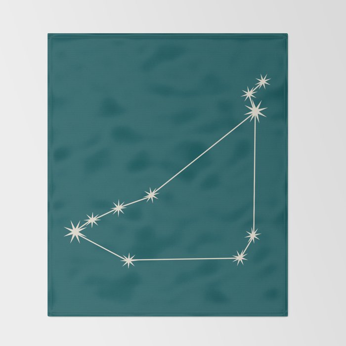 Capricorn Zodiac Star Constellation Line Art Deep Teal Throw Blanket Gallery Image 2