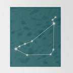 Capricorn Zodiac Star Constellation Line Art Deep Teal Throw Blanket Gallery Image 2