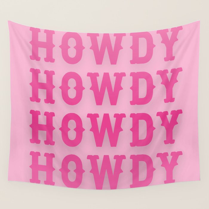 Howdy - Pink Western Aesthetic Wall Tapestry Gallery Image 1