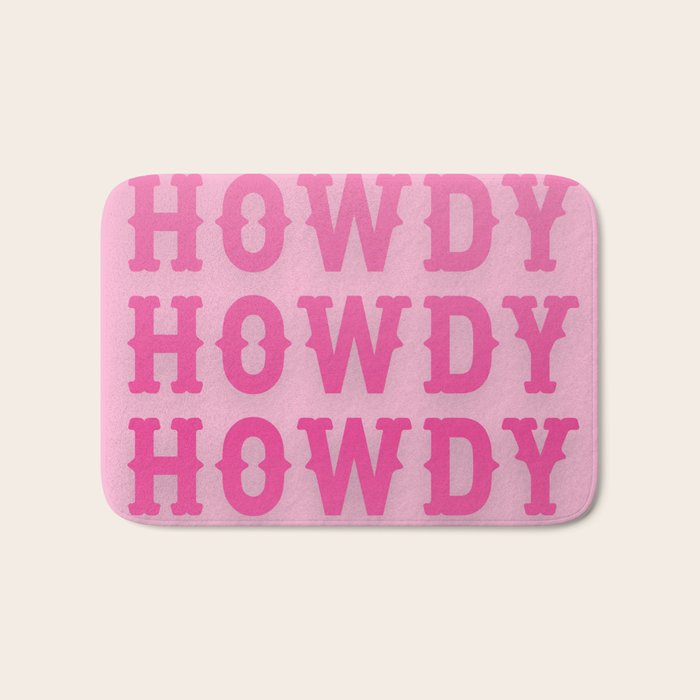 Howdy - Pink Western Aesthetic Bath Mat Gallery Image 1