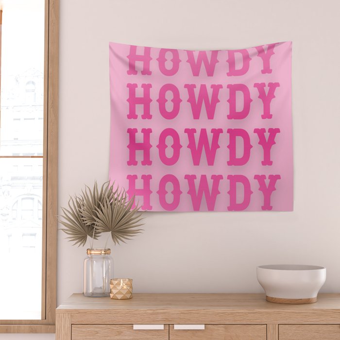 Howdy - Pink Western Aesthetic Wall Tapestry Gallery Image 2