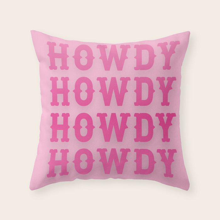 Howdy - Pink Western Aesthetic Throw Pillow Gallery Image 6