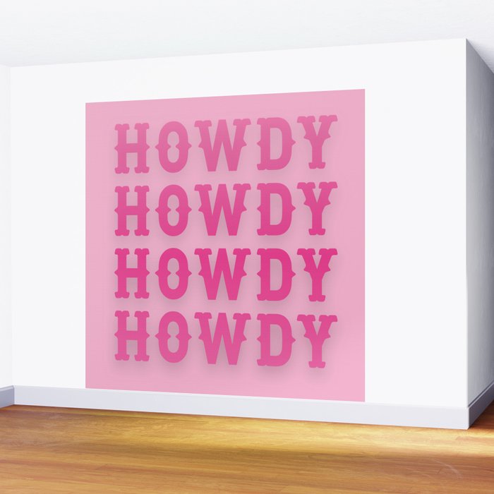 Howdy - Pink Western Aesthetic Wall Mural Gallery Image 2