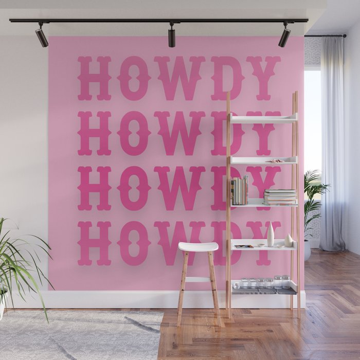 Howdy - Pink Western Aesthetic Wall Mural Gallery Image 1