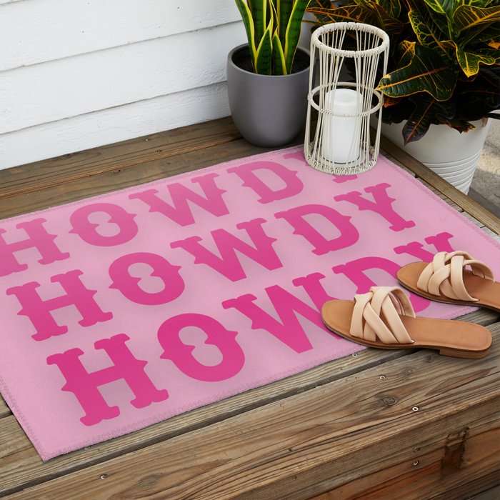 Howdy - Pink Western Aesthetic Outdoor Rug Gallery Image 2