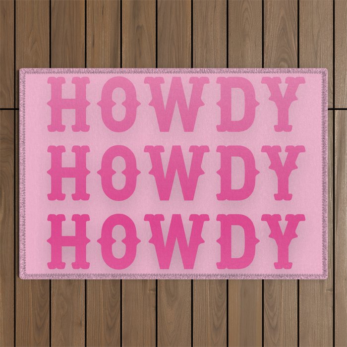 Howdy - Pink Western Aesthetic Outdoor Rug Gallery Image 1