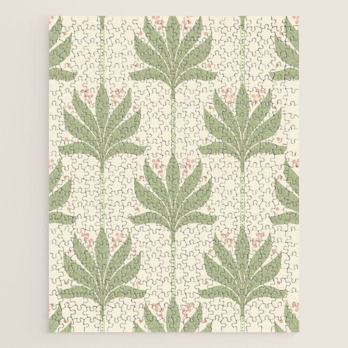 Shaker Palm Motif in Sage and Linen Jigsaw Puzzle Gallery Image 1