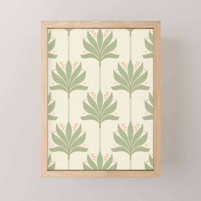 Shaker Palm Motif in Sage and Linen Mini Art Print Gallery Image 1