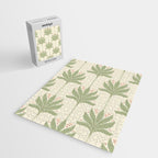 Shaker Palm Motif in Sage and Linen Jigsaw Puzzle Gallery Image 2
