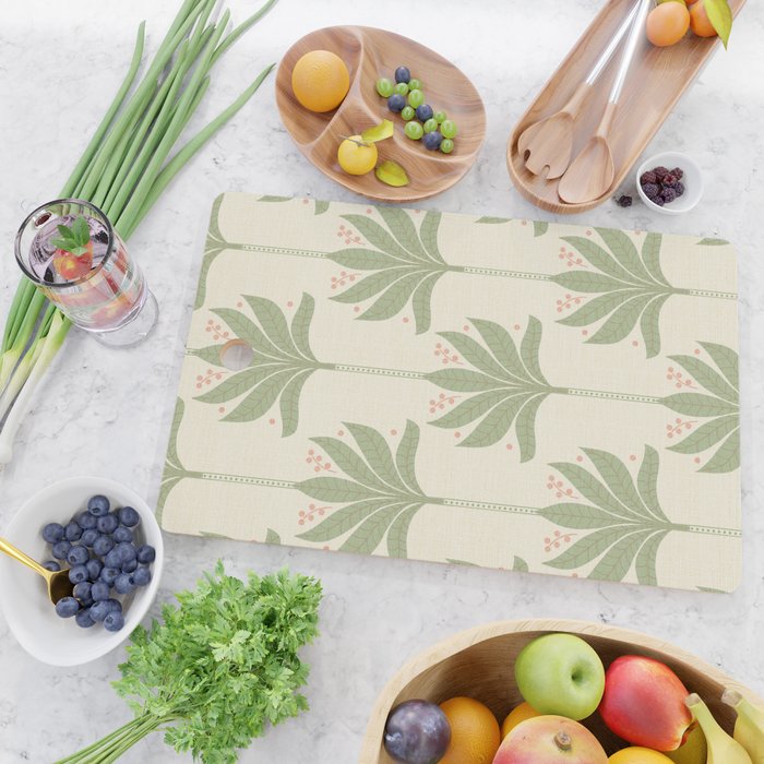Shaker Palm Motif in Sage and Linen Cutting Board Gallery Image 2