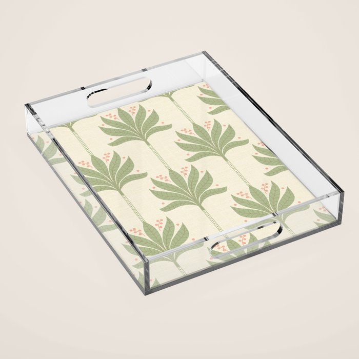 Shaker Palm Motif in Sage and Linen Acrylic Tray Gallery Image 1