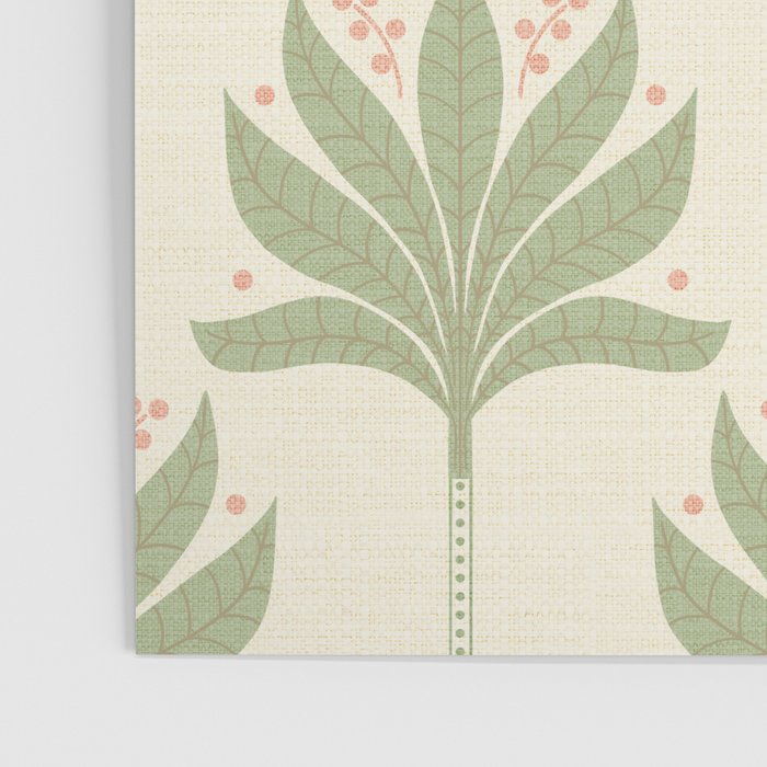 Shaker Palm Motif in Sage and Linen Poster Gallery Image 3