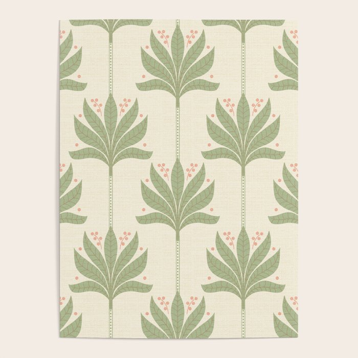 Shaker Palm Motif in Sage and Linen Poster Gallery Image 4