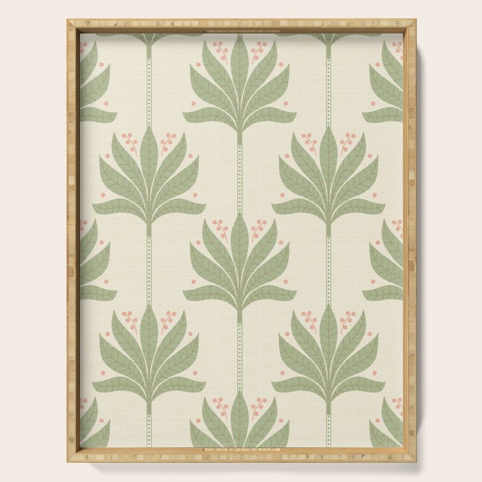 Shaker Palm Motif in Sage and Linen Serving Tray Gallery Image 1