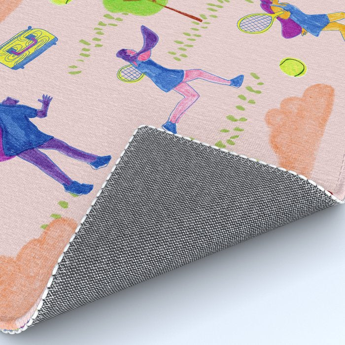 Let's Play Tennis in Peachy Pink Rug Gallery Image 4