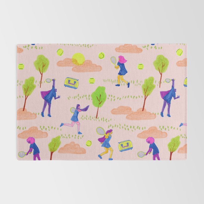 Let's Play Tennis in Peachy Pink Rug Gallery Image 2