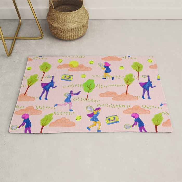 Let's Play Tennis in Peachy Pink Rug Gallery Image 1
