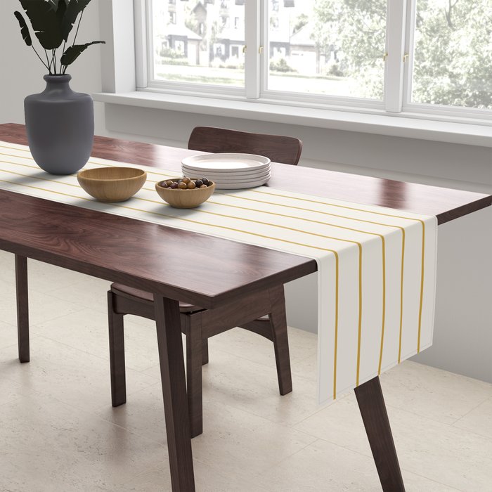 Minimal Arch XXXVI Creme and Orange Modern Geometric Lines Table Runner Gallery Image 2