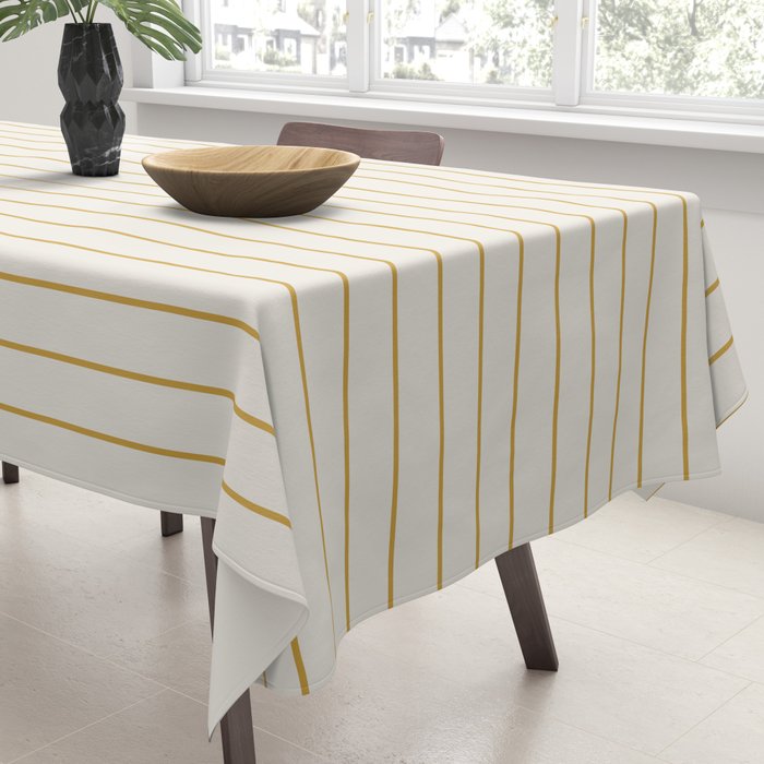 Minimal Arch XXXVI Creme and Orange Modern Geometric Lines Tablecloth Gallery Image 3