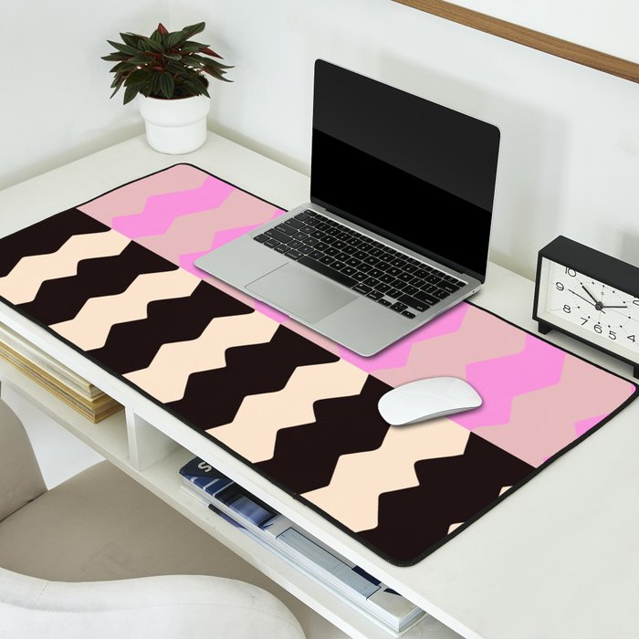 summer RHYTHMS, black & pink Desk Mat Gallery Image 2
