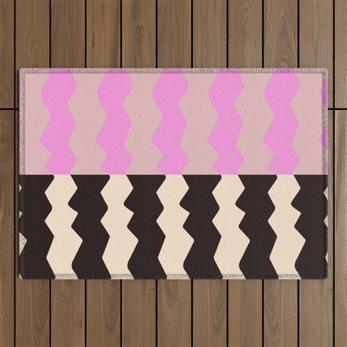summer RHYTHMS, black & pink Outdoor Rug Gallery Image 1