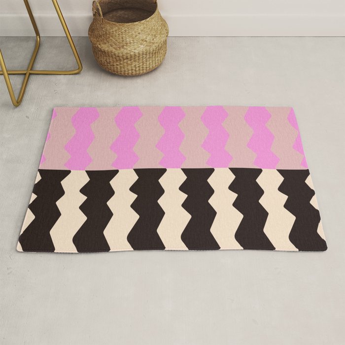summer RHYTHMS, black & pink Rug Gallery Image 1