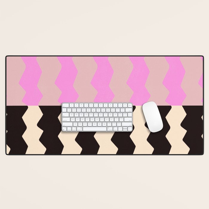 summer RHYTHMS, black & pink Desk Mat Gallery Image 1