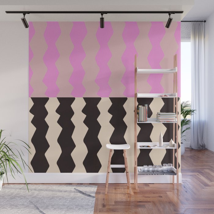 summer RHYTHMS, black & pink Wall Mural Gallery Image 1