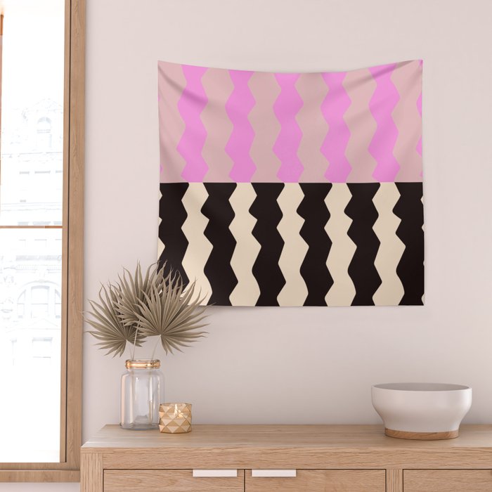 summer RHYTHMS, black & pink Wall Tapestry Gallery Image 2