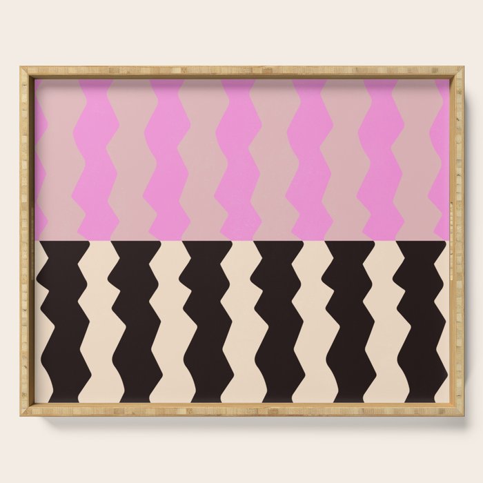 summer RHYTHMS, black & pink Serving Tray Gallery Image 1