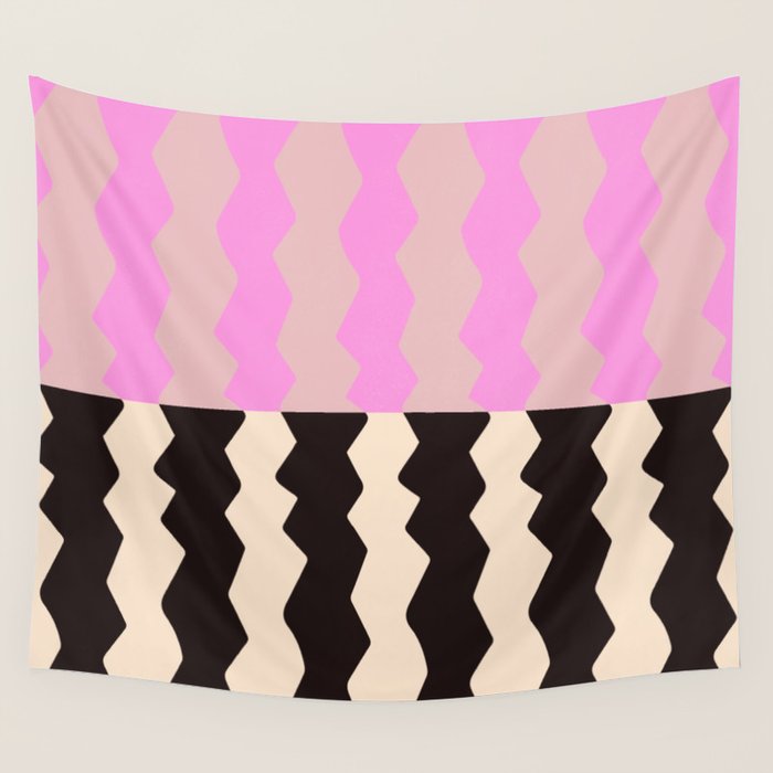 summer RHYTHMS, black & pink Wall Tapestry Gallery Image 1