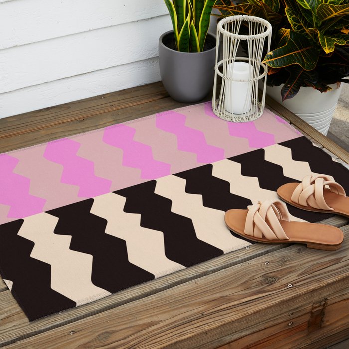 summer RHYTHMS, black & pink Outdoor Rug Gallery Image 2