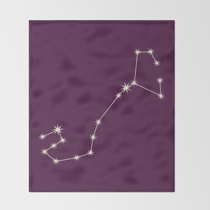 Scorpio Zodiac Star Constellation Line Art Plum Purple Throw Blanket Gallery Image 2
