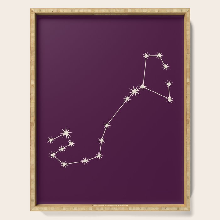 Scorpio Zodiac Star Constellation Line Art Plum Purple Serving Tray Gallery Image 1