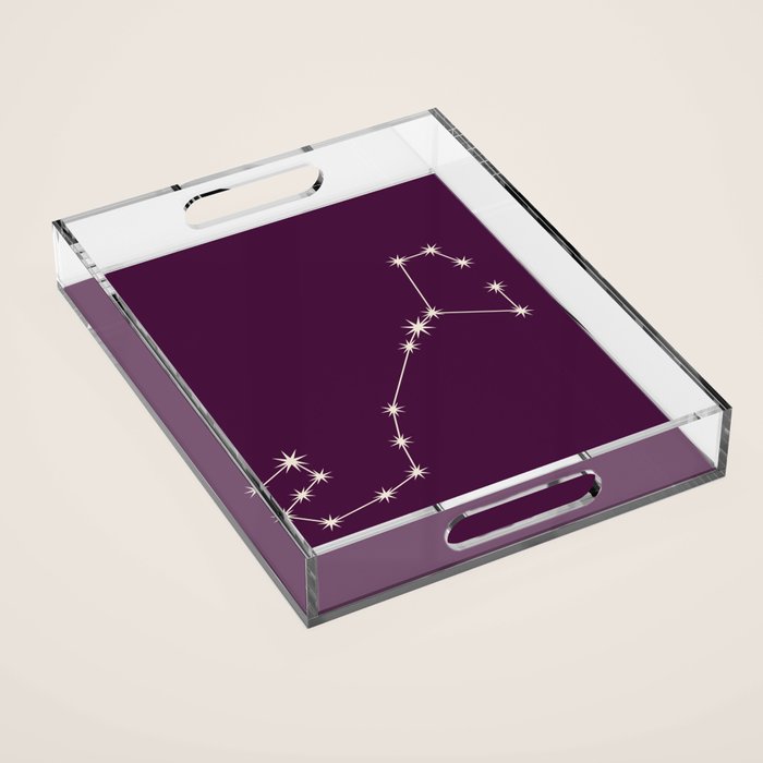Scorpio Zodiac Star Constellation Line Art Plum Purple Acrylic Tray Gallery Image 1